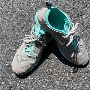 Teal and grey Nike sneakers